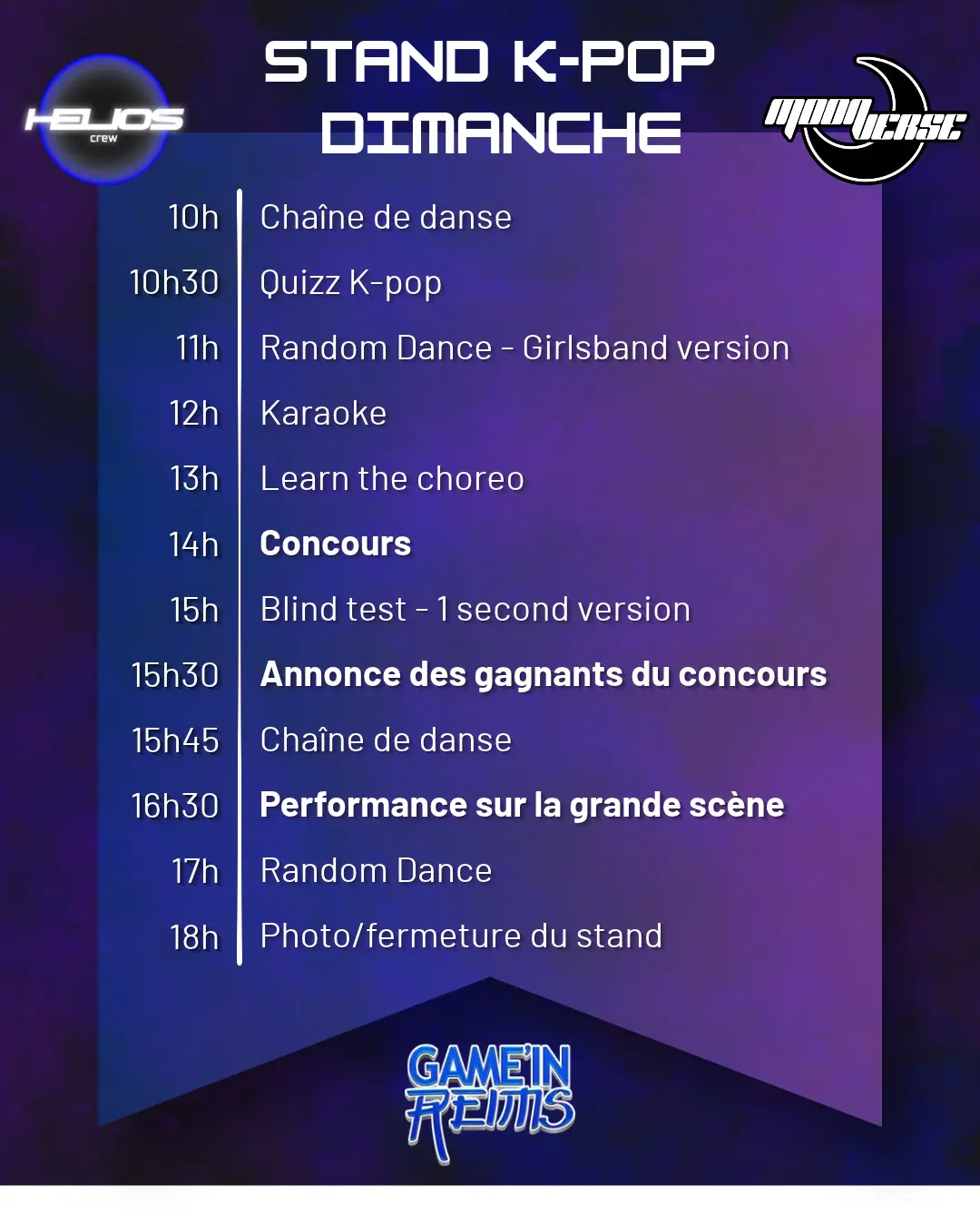 dimanche planning kpop